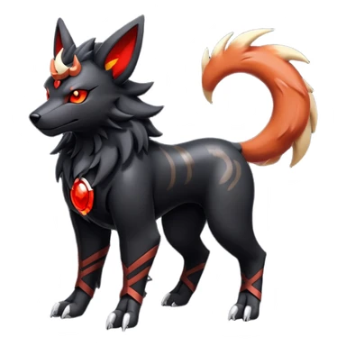 Shiny Gothic Exotic Futuristic Houndoom-Arcanine-Zorua-Torracat-Pokémon-Fakémon-hybrid-creature sticker