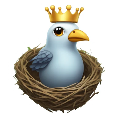Birdy with crown in nest sticker