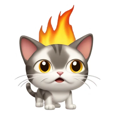 Cat with shocked facing standing in flames sticker