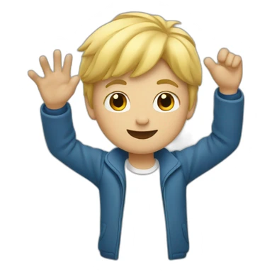 boy with blond hair waving hand sticker