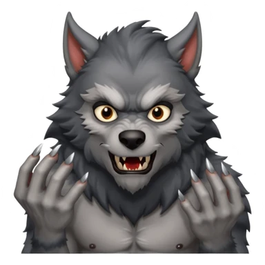 Create an emoji of Werewolf half bodied till waist sharp nails sticker