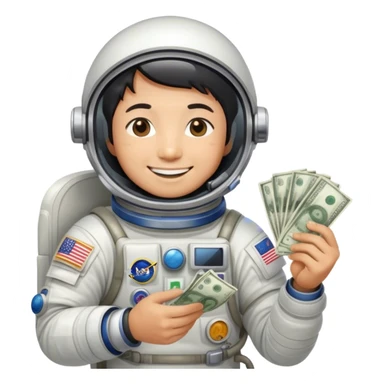 Asian astronaut counting money  sticker