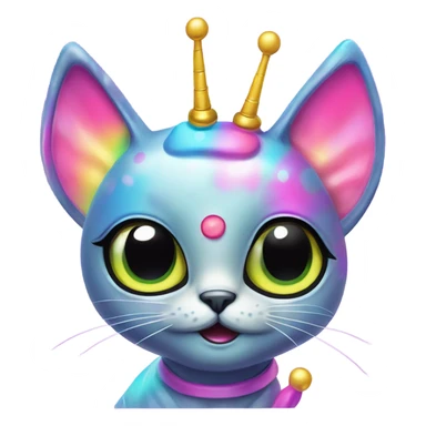 Lisa frank alien cat with antennas on head ￼ sticker
