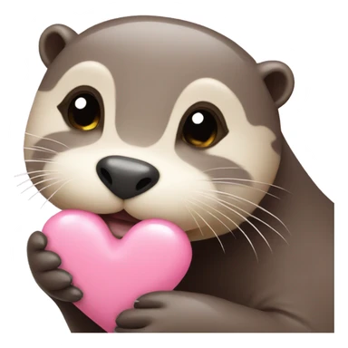 Otter with baby pink heart sticker