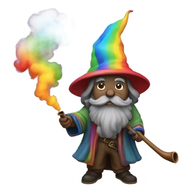 Wizard smoking a pipe with rainbow sticker