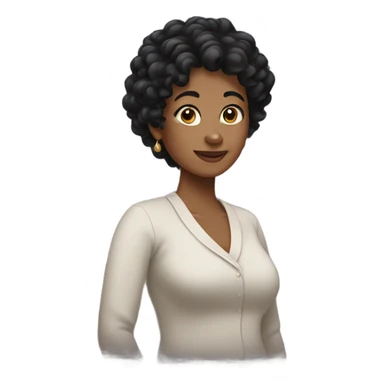 Mom with black curly hair  sticker