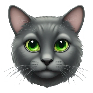 Black furry cat green eyes sticker