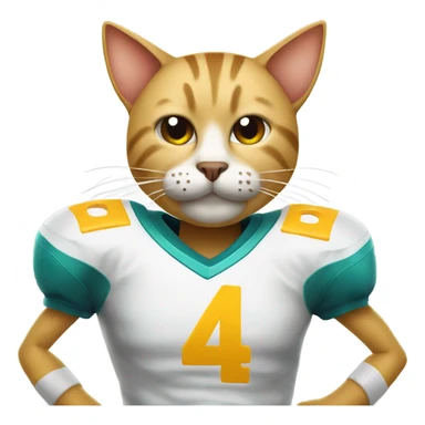 Cat wearing cheese head with a football  sticker