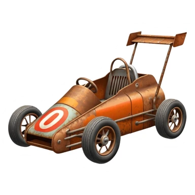 Antique looking shopping cart race car with custom aero body and rear wing  sticker