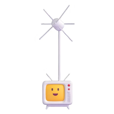 classic TV antenna, minimal, 3D emoji style, soft lighting sticker