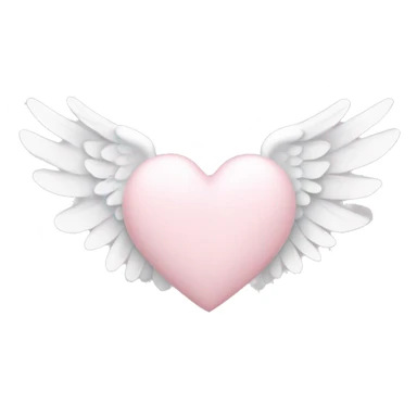 Pale pink heart with white angel wings sticker