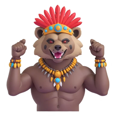A native strong buff hyena with war bonnet flexing posing full body  sticker