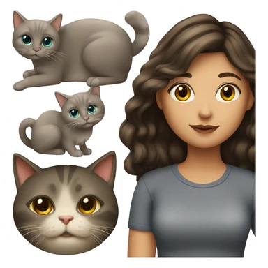 Brunette girl with cat sticker