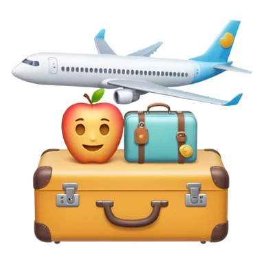 Premium travel moodboard emoji, Apple-style 3D emoji, pastel gradients, minimal travel symbols, calm aesthetic, soft shadows, high-detail, square app icon. sticker