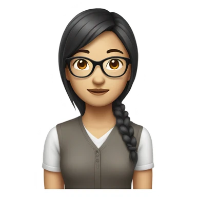 asian girl with glasses sticker