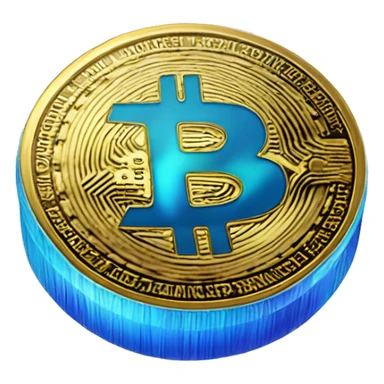 The blue gradient color coin with F alphabet, looks like bitcoin sticker