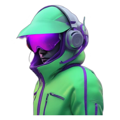 Ants 3D color lemon green and purple neon streetwear cybertech smart Futuristic cyber AR/VR point from him up doing a moonwalker sticker