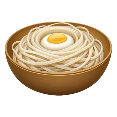rice noodles thin semi-translucent soft white smooth glossy tangled nest or loose pile delicate strands natural curves light spacing no bowl sauce or garnish soft lighting emoji scale sticker