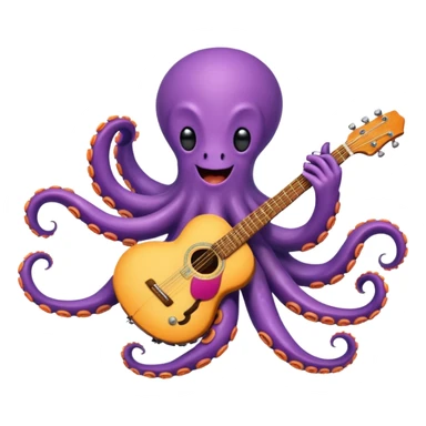happy octopus with multiple arms playing guitar sticker