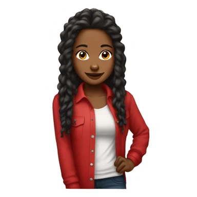 Beautiful Brittany wearing goddess locks and red long sleeve shirt sticker