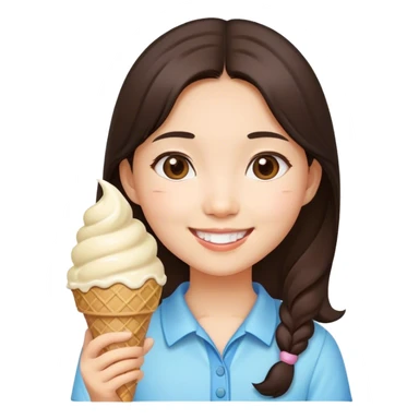 Asian brunette girl ice cream  sticker