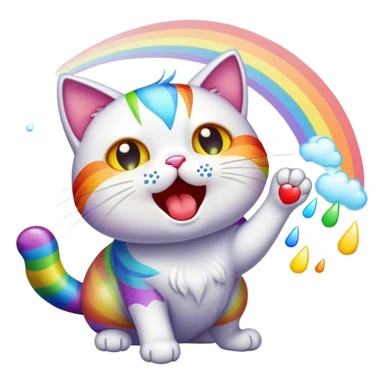 A cat spitting out rainbows sticker