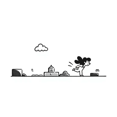 pixel art of a retro side-scrolling video game scene with blocks, platforms, clouds, and a character jumping, 8-bit Game Boy style, Mario world sticker