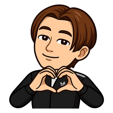 Edit the character in the reference image to show the character making a heart shape with its hands, in the same style as the reference, with a transparent background, no circle, and sized for Twitch emoji. sticker