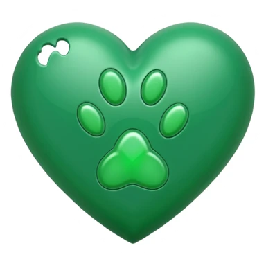green heart with a paw print sticker
