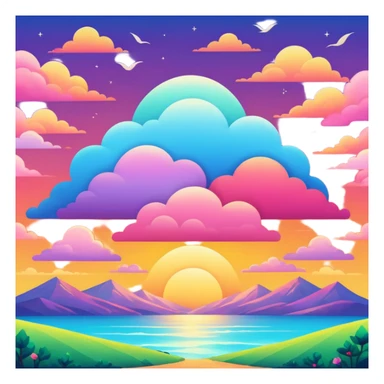 skies,colorful, negative: character. sticker