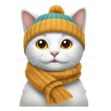cat wearing a hat and scarf sticker
