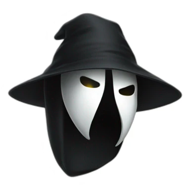 Ghostface with his black costume ans with a long mouth sticker