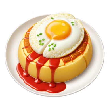 Japanese omurice dish with ketchup on top sticker
