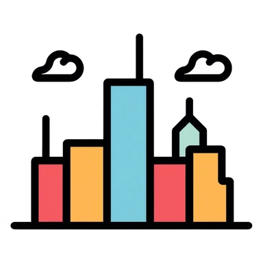 city skyline with buildings sticker