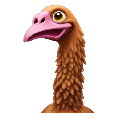 Stretchy turkey with a very long droopy curvy neck. The turkey is made out of rubber sticker