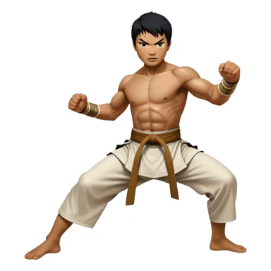 Tony Jaa – Cinematic Realistic Portrait of Tony Jaa, depicted as a dynamic martial arts warrior with intense eyes and a powerful stance in traditional Thai fighting attire, rendered in mid-motion with dramatic lighting and high-detail textures that capture his raw physicality and grace. sticker
