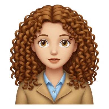 pale woman with ne meter long brown curly hair, middle part sticker