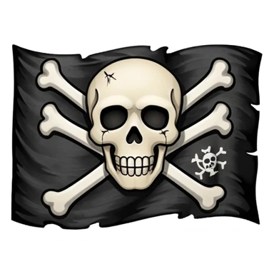 A black flag with a pirate symbol in the middle. sticker