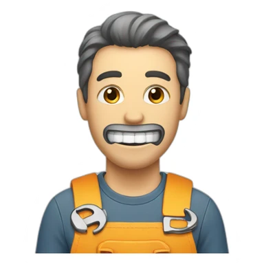 A man with a wrench in his teeth sticker