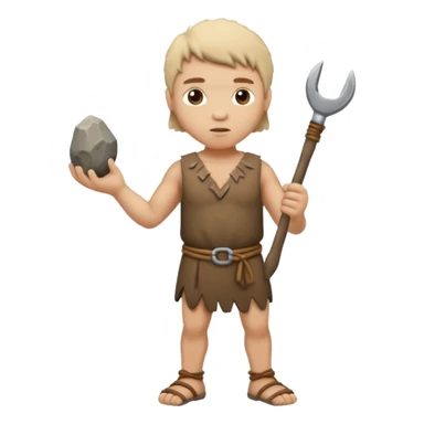 mini stone age man with tool sticker