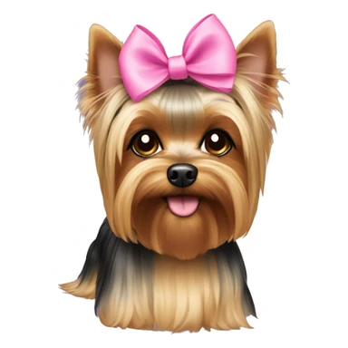 Female yorkie with a pink bow on its head sticker