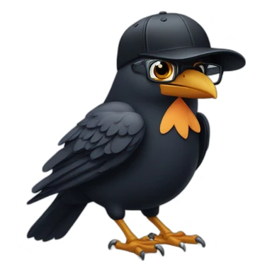 Crow with glasses and black baseball cap sticker