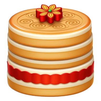 Chinese New Year Nian Gao sweet rice cake with red decorations, simplified emoji style with bold outlines and bright colors, cartoon style sticky new year dessert sticker