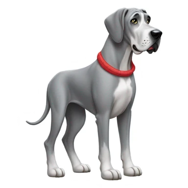 Grey great dane with human winter coat sticker