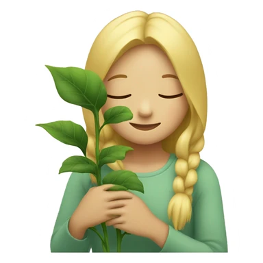 Blond Girl hugging plant sticker