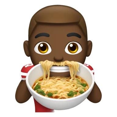 Football player eating ramen sticker