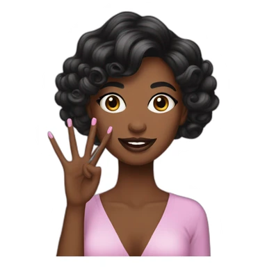 Manicurista con cabello negro pintando uñas sticker