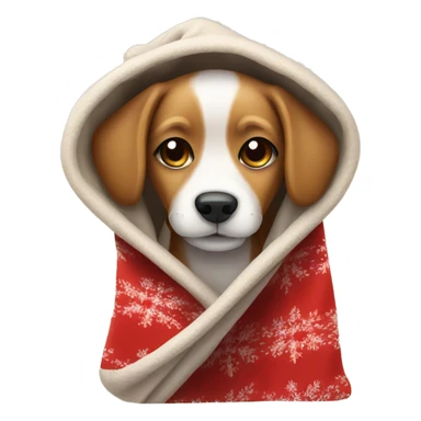Cute christmas dog in blanket sticker