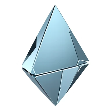 broken mirror shard emoji, sharp chrome edges, high contrast reflections, futuristic minimal 3D style, isolated on white sticker