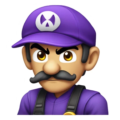 Waluigi playing video games, iOS emoji style art  sticker